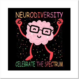 Neurodiversity Brain Autism Awareness ASD ADHD Men Women Kid Posters and Art